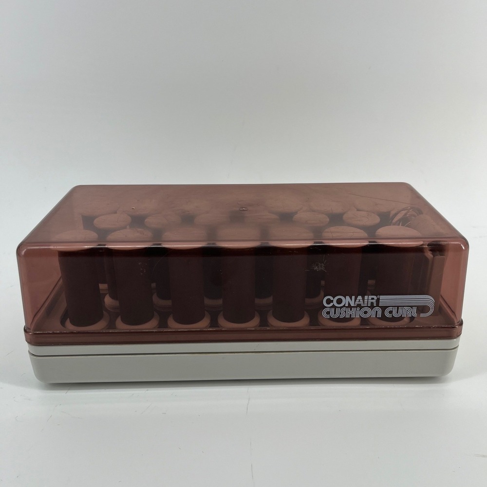 Conair Cushion Curl Hot Roller Set Brown Vintage HS6 20 Rollers Womens OS